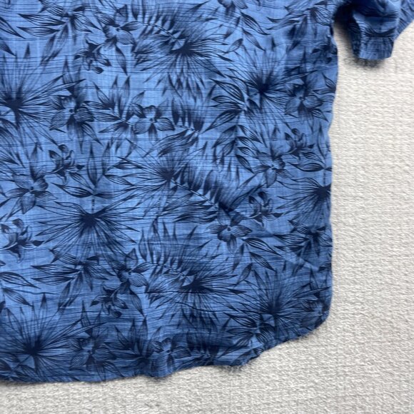 Projek Raw Shirt Mens L Floral Hawaiian  AOP Summer Party Light Breathable Blue - Picture 14 of 15